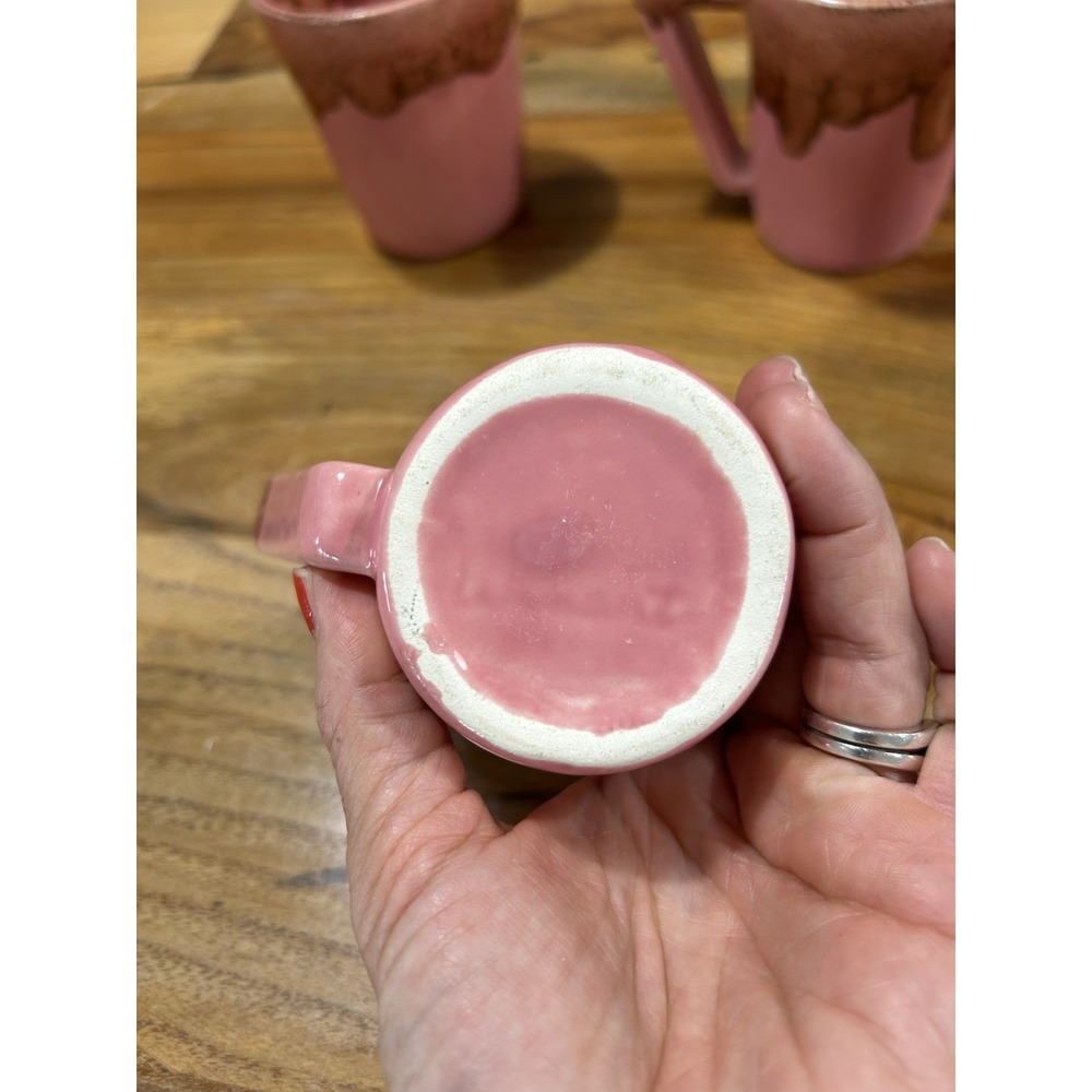 Winart Pottery Mug & Creamer Lot Pink Drip Glaze MCM Tea Coffee Cottage Core - Picture 4 of 5